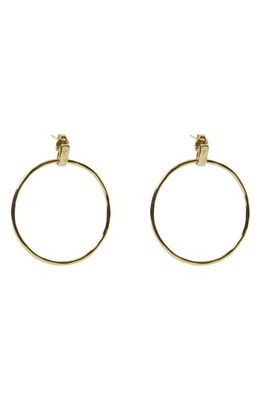 Argento Vivo Sterling Silver Hammered Frontal Hoop Drop Earrings in Gold