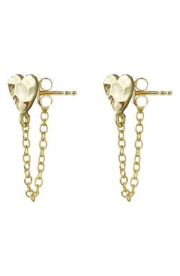 Argento Vivo Sterling Silver Hammered Heart Chain Earrings in Gold
