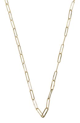 Argento Vivo Sterling Silver Hammered Paper Clip Chain Necklace in Gold