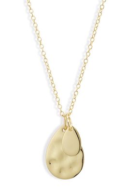 Argento Vivo Sterling Silver Hammered Pendant Necklace in Gold