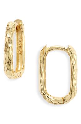 Argento Vivo Sterling Silver Hammered Square Hoop Earrings in Gold