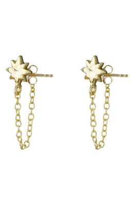 Argento Vivo Sterling Silver Hammered Star Chain Hoop Earrings in Gold