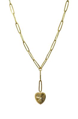 Argento Vivo Sterling Silver Heart Pendant Paper Clip Chain Y-Necklace in Gold