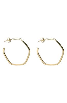 Argento Vivo Sterling Silver Hexagon Hoop Earrings in Gold