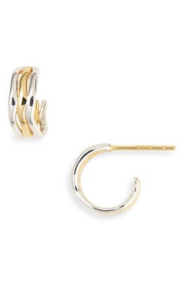 Argento Vivo Sterling Silver Huggie Earrings in Gold/Sil