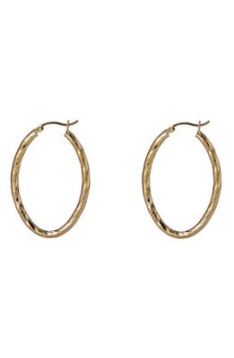 Argento Vivo Sterling Silver Large Textured Oval Hoop Earrings in Gold