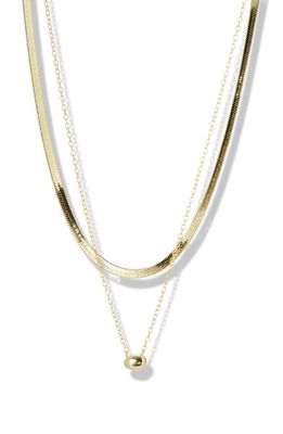 Argento Vivo Sterling Silver Layered Herringbone Chain Necklace in Gold
