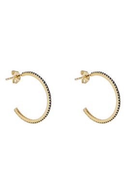 Argento Vivo Sterling Silver Medium Cubic Zirconia Hoop Earrings in Gold