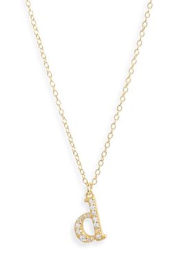 Argento Vivo Sterling Silver Mini Pavé Initial Necklace in Gold- D