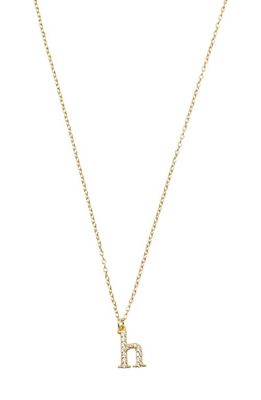 Argento Vivo Sterling Silver Mini Pavé Initial Necklace in Gold- H