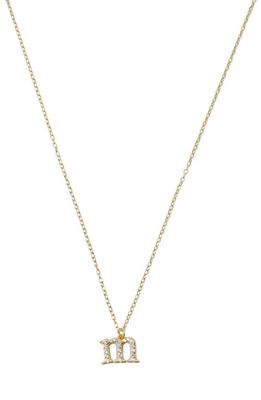 Argento Vivo Sterling Silver Mini Pavé Initial Necklace in Gold- M