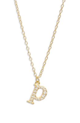 Argento Vivo Sterling Silver Mini Pavé Initial Necklace in Gold- P