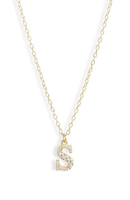 Argento Vivo Sterling Silver Mini Pavé Initial Necklace in Gold- S
