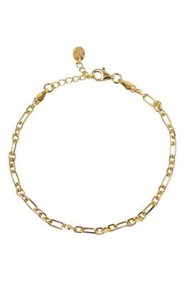 Argento Vivo Sterling Silver Mixed Link Chain Bracelet in Gold