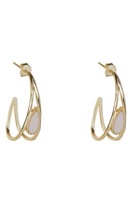 Argento Vivo Sterling Silver Mother-of-Pearl J-Hoop Earrings in Gold
