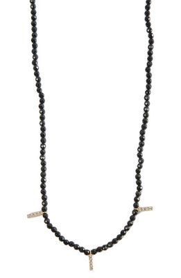 Argento Vivo Sterling Silver Onyx & Cubic Zirconia Shaky Necklace in Gold