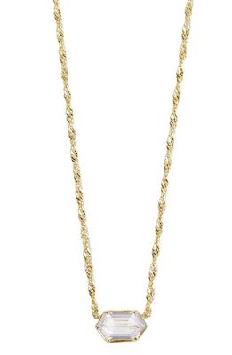 Argento Vivo Sterling Silver Singapore Chain Cubic Zirconia Pendant Necklace in Gold
