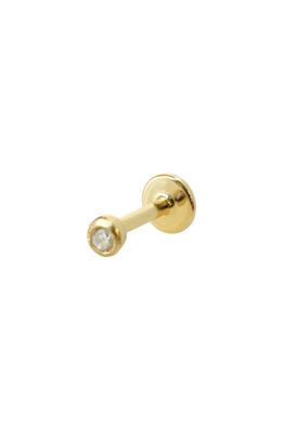 Argento Vivo Sterling Silver Single Cubic Zirconia Bezel Flat Back Stud Earring in Gold