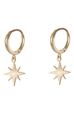 Argento Vivo Sterling Silver Star Drop Huggie Hoop Earrings in Gold