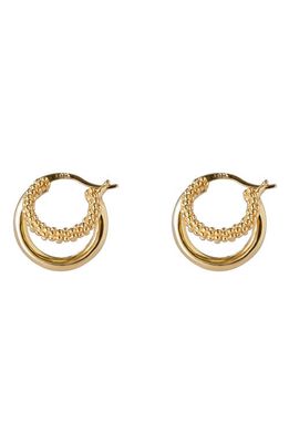 Argento Vivo Sterling Silver Textured Double Hoop Earrings in Gold