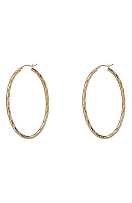 Argento Vivo Sterling Silver Textured Oval Hoop Earrings in Gold