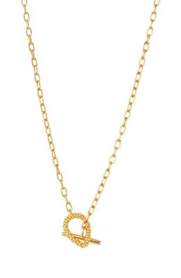 Argento Vivo Sterling Silver Textured Toggle Necklace in Gold