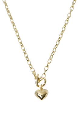 Argento Vivo Sterling Silver Toggle Heart Pendant Necklace in Gold