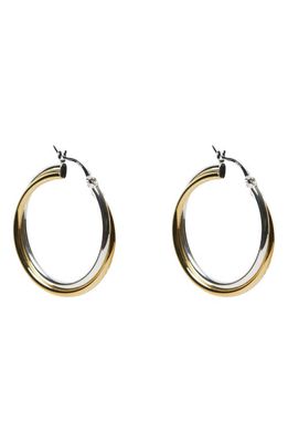 Argento Vivo Sterling Silver Twisted Two-Tone Sterling Silver Hoop Earrings in Gold/Silver