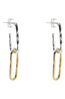 Argento Vivo Sterling Silver Two-Tone Link Drop Earrings in Gold/Sil