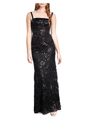 Aria Floral Sequin & Bead Embellished Gown