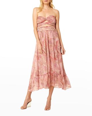 Arianne Twisted-Cutout Strapless Midi Dress