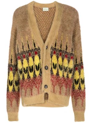 Aries abstract-print brushed-effect cardigan - Multicolour