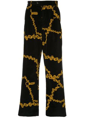 Aries chain print wide-leg trousers - Black
