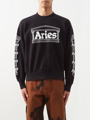 Aries - Column-print Cotton-jersey Sweatshirt - Mens - Black