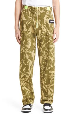 Aries Crinkle Camo Cotton Twill Pants in Argn Army Green