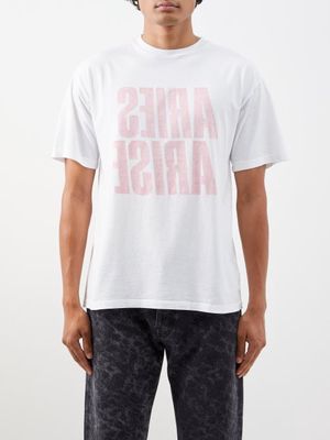 Aries - Don't Be Square-print Cotton T-shirt - Mens - White