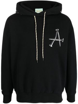 Aries graphic print drawstring hoodie - Black