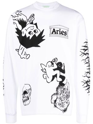 Aries graphic-print long-sleeved T-shirt - White
