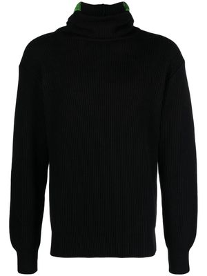 Aries intarsia-knit hooded jumper - Black