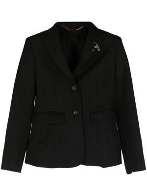 Aries logo-appliqué single-breasted blazer - Black