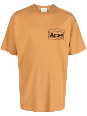 Aries logo crew-neck T-shirt - Brown