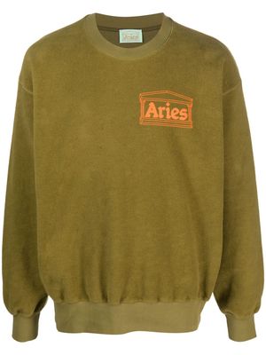Aries logo-embroidered fleece jumper - Green