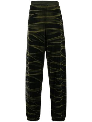 Aries logo-embroidered high-waisted pants - Green