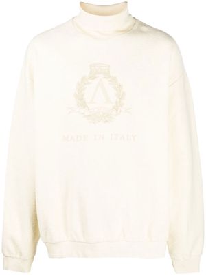 Aries logo-embroidered roll-neck sweatshirt - Neutrals