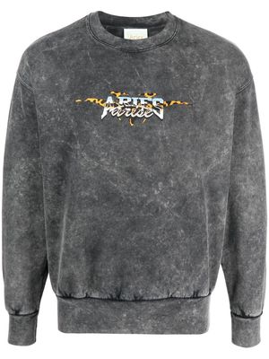 Aries logo-print acid wash sweatshirt - Black
