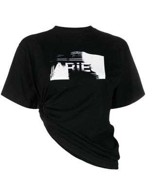 Aries logo-print asymmetric T-shirt - Black