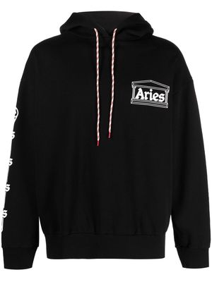 Aries logo-print cotton hoodie - Black