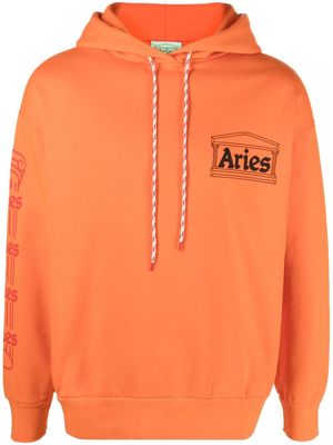 Aries logo-print cotton hoodie - Orange