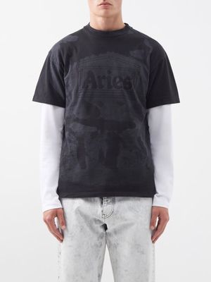 Aries - Logo-print Cotton-jersey T-shirt - Mens - Black