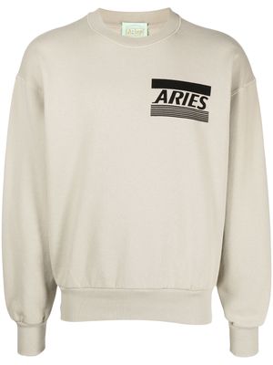 Aries logo-print cotton jumper - Neutrals